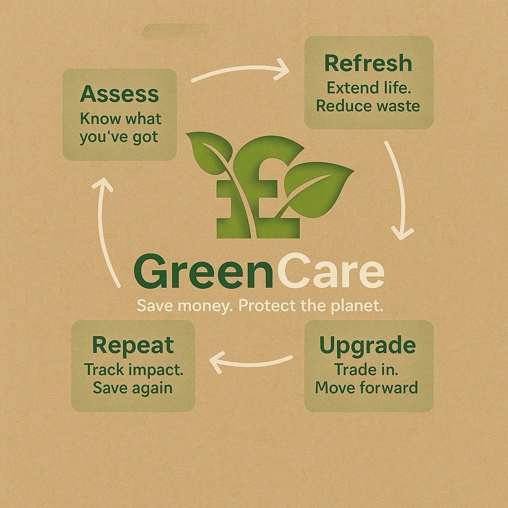 Footer greencare pound logo with circular economy Large